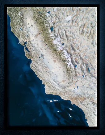 4x6-ft illuminated shaded relief of California