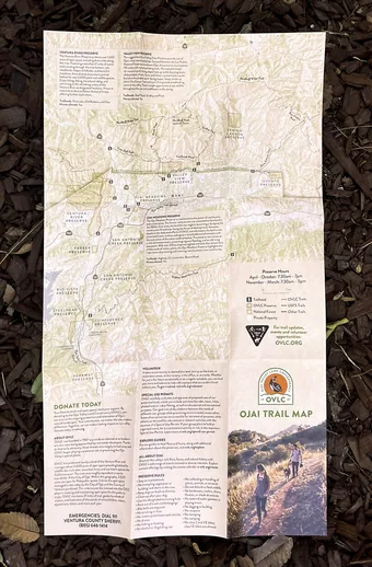 12x21" two-sided trail map for the Ojai Valley Land Conservancy